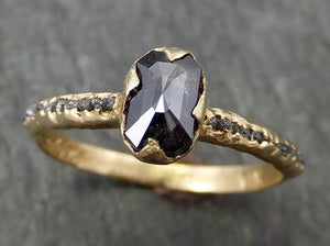Fancy cut Salt and pepper Diamond Engagement 14k yellow Gold Wedding Ring Rough Diamond Ring byAngeline 0702 - by Angeline