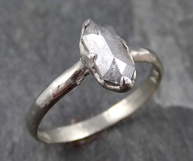 Fancy cut gray Diamond Solitaire Engagement 14k White Gold Wedding Ring byAngeline 0704 - by Angeline
