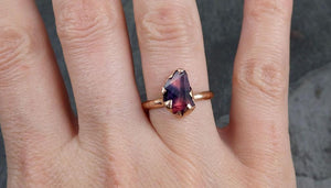 Partially Faceted Sapphire 14k rose Gold Engagement Ring Wedding Ring Custom One Of a Kind Gemstone Ring Solitaire 0715 - by Angeline