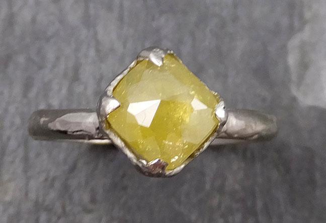 Fancy cut Yellow Diamond Solitaire Engagement 14k White Gold Wedding Ring  byAngeline 0722 - by Angeline