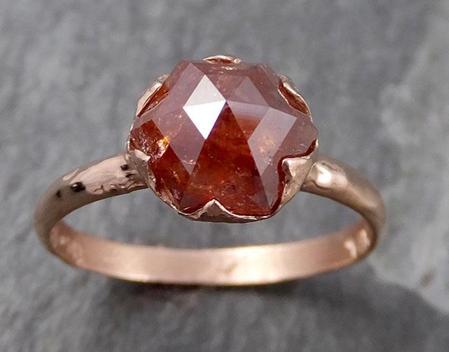Fancy cut orange Diamond Solitaire Engagement 14k Rose Gold Wedding Ring byAngeline 0728 - by Angeline