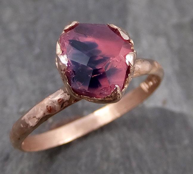 Partially Faceted Sapphire 14k rose Gold Engagement Ring Wedding Ring Custom One Of a Kind Gemstone Ring Solitaire 0729 - by Angeline