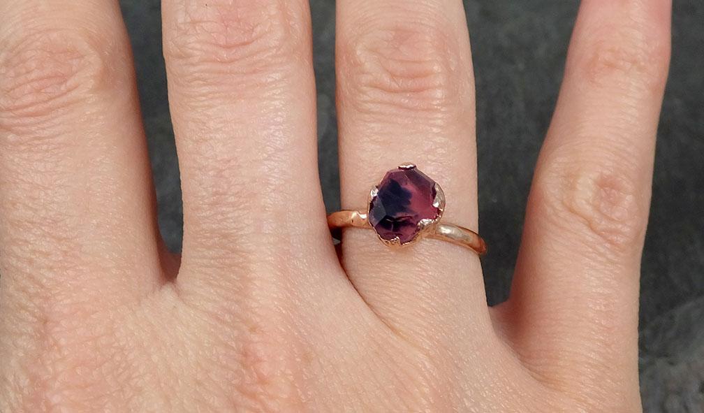 Partially Faceted Sapphire 14k rose Gold Engagement Ring Wedding Ring Custom One Of a Kind Gemstone Ring Solitaire 0729 - by Angeline