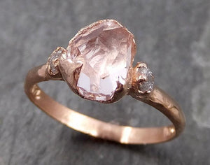 Partially Faceted Pink Topaz Diamond 14k rose Gold Ring One Of a Kind Gemstone Ring Recycled gold byAngeline Multi stone 0730 - by Angeline