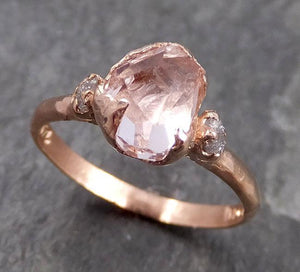 Partially Faceted Pink Topaz Diamond 14k rose Gold Ring One Of a Kind Gemstone Ring Recycled gold byAngeline Multi stone 0730 - by Angeline