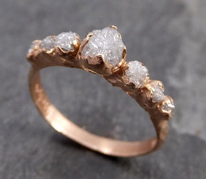 Raw Diamond Rose gold multi stone Engagement Ring Rough Gold Wedding Dainty Delicate Ring diamond Wedding Ring Rough Diamond Ring 0731 - by Angeline