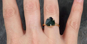 Partially faceted Solitaire Green Tourmaline 14k Gold Engagement Ring One Of a Kind Gemstone Ring byAngeline 0733 - by Angeline