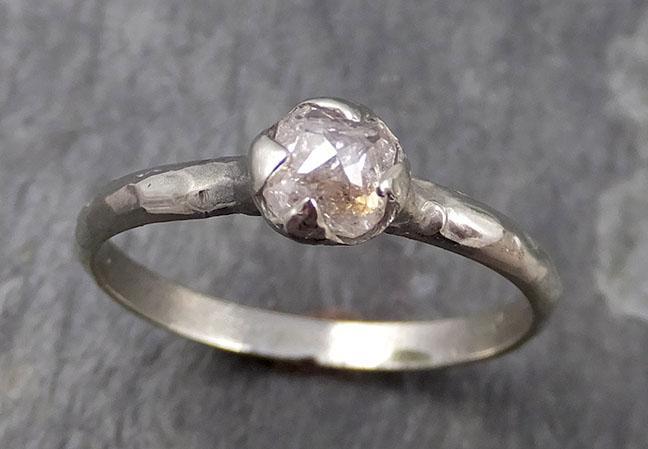 Faceted Fancy cut white Diamond Solitaire Engagement 14k White Gold Wedding Ring byAngeline 0752 - by Angeline
