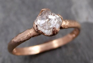 Faceted Fancy cut white Diamond Solitaire Engagement 14k rose Gold Wedding Ring byAngeline 0739 - by Angeline