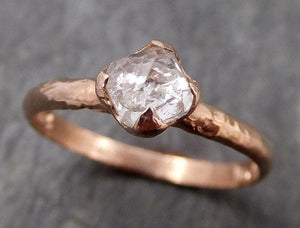 Faceted Fancy cut white Diamond Solitaire Engagement 14k rose Gold Wedding Ring byAngeline 0739 - by Angeline