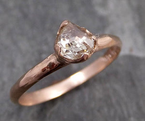 Faceted Fancy cut white Diamond Solitaire Engagement 14k rose Gold Wedding Ring byAngeline 0740 - by Angeline