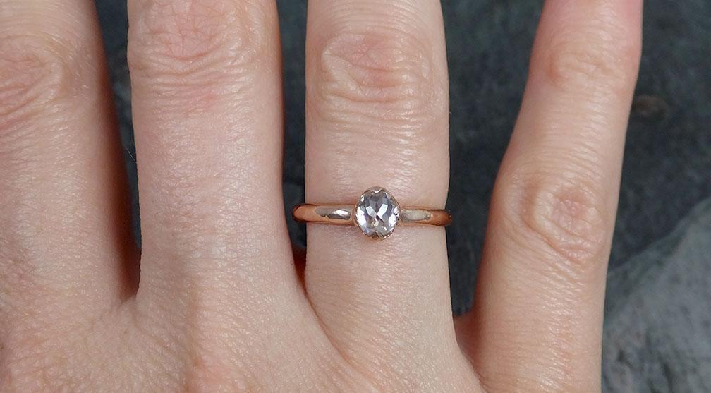 Fancy cut White Diamond Solitaire Engagement 14k Rose Gold Wedding Ring byAngeline 0742 - Gemstone ring by Angeline