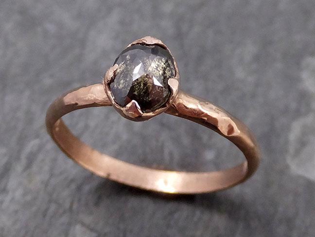 Fancy cut Salt and pepper Diamond Solitaire Engagement 14k Rose Gold Wedding Ring byAngeline 0743 - Gemstone ring by Angeline