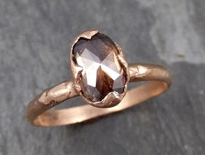 Fancy cut Cognac Diamond Solitaire Engagement 14k Rose Gold Wedding Ring Diamond Ring byAngeline 0744 - Gemstone ring by Angeline