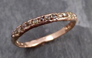 Raw Rough Diamond Women Wedding Band 14k Rose Gold Cognac conflict free diamonds Recycled gold byAngeline 0745 - Gemstone ring by Angeline
