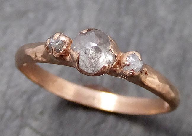 Faceted Fancy cut Champagne Diamond Engagement 14k Dainty Rose Gold Multi stone Wedding Ring Rough Diamond Ring byAngeline 0748 - Gemstone ring by Angeline