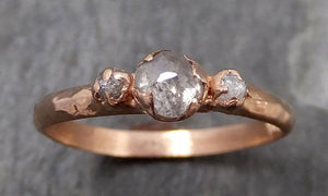 Faceted Fancy cut Champagne Diamond Engagement 14k Dainty Rose Gold Multi stone Wedding Ring Rough Diamond Ring byAngeline 0748 - Gemstone ring by Angeline