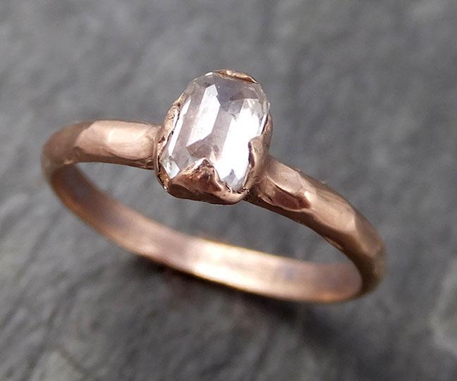 Faceted Fancy cut white Diamond Solitaire Engagement wedding 14k Rose Gold Ring byAngeline 0761 - Gemstone ring by Angeline