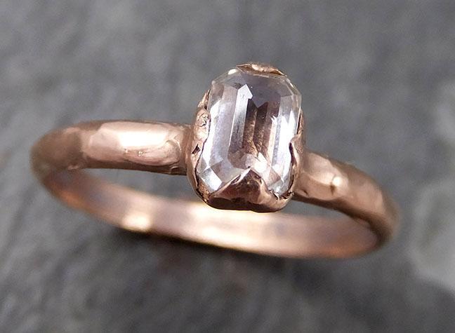 Faceted Fancy cut white Diamond Solitaire Engagement wedding 14k Rose Gold Ring byAngeline 0761 - Gemstone ring by Angeline