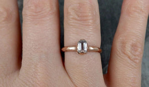 Faceted Fancy cut white Diamond Solitaire Engagement wedding 14k Rose Gold Ring byAngeline 0761 - Gemstone ring by Angeline