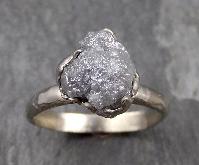 Rough Diamond Engagement Ring Raw 14k White Gold Ring Wedding Diamond Solitaire Rough Diamond Ring byAngeline 0768 - Gemstone ring by Angeline