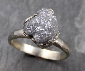 Rough Diamond Engagement Ring Raw 14k White Gold Ring Wedding Diamond Solitaire Rough Diamond Ring byAngeline 0768 - Gemstone ring by Angeline