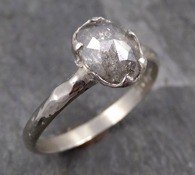 Fancy cut salt and pepper Diamond Solitaire Engagement 14k White Gold Wedding Ring byAngeline 0772 - Gemstone ring by Angeline