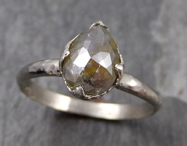 Fancy cut golden salt and pepper Diamond Solitaire Engagement 14k White Gold Wedding Ring byAngeline 0773 - Gemstone ring by Angeline