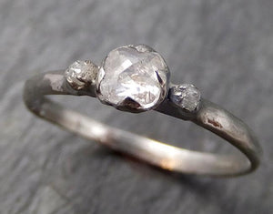 Fancy cut white Diamond multi stone Engagement 14k White Gold Wedding Ring Rough Diamond Ring byAngeline 0774 - Gemstone ring by Angeline