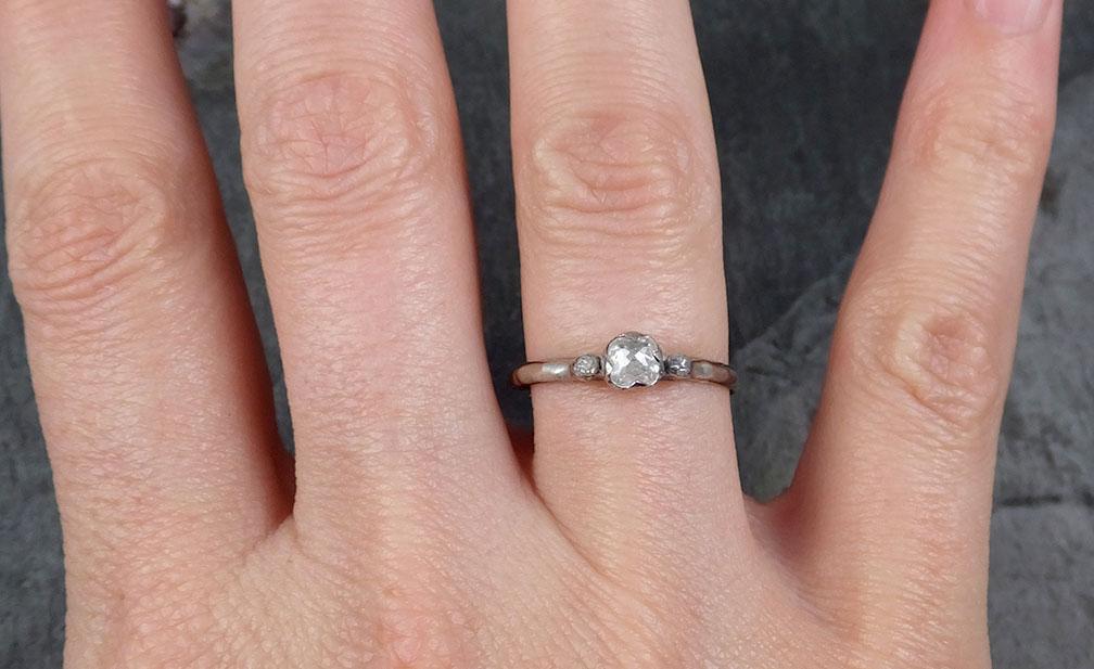 Fancy cut white Diamond multi stone Engagement 14k White Gold Wedding Ring Rough Diamond Ring byAngeline 0774 - Gemstone ring by Angeline