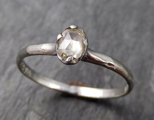 Faceted Fancy cut Champagne Diamond Solitaire Engagement 14k White Gold Wedding Ring byAngeline 0778 - Gemstone ring by Angeline