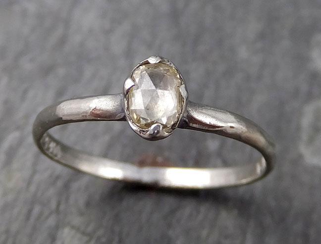 Faceted Fancy cut Champagne Diamond Solitaire Engagement 14k White Gold Wedding Ring byAngeline 0778 - Gemstone ring by Angeline