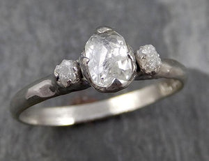 Fancy cut white Diamond multi stone Engagement 14k White Gold Wedding Ring Rough Diamond Ring byAngeline 0779 - Gemstone ring by Angeline