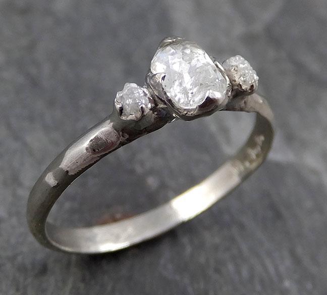 Fancy cut white Diamond multi stone Engagement 14k White Gold Wedding Ring Rough Diamond Ring byAngeline 0779 - Gemstone ring by Angeline