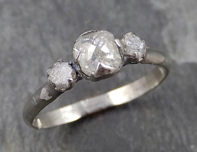 Fancy cut white Diamond multi stone Engagement 14k White Gold Wedding Ring Rough Diamond Ring byAngeline 0780 - Gemstone ring by Angeline