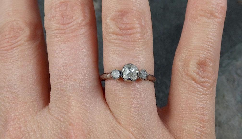 Fancy cut white Diamond multi stone Engagement 14k White Gold Wedding Ring Rough Diamond Ring byAngeline 0780 - Gemstone ring by Angeline