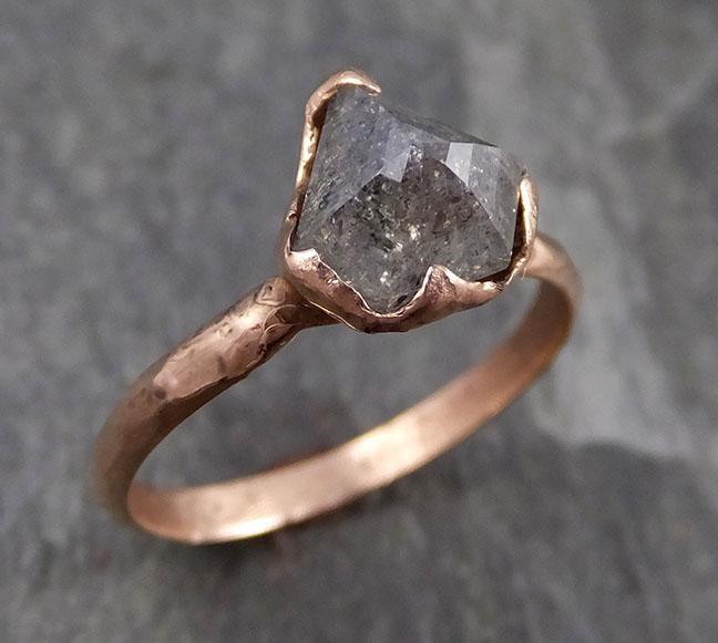 Fancy cut Salt and pepper Solitaire Diamond Engagement 14k Rose Gold Wedding Ring byAngeline 0782 - Gemstone ring by Angeline