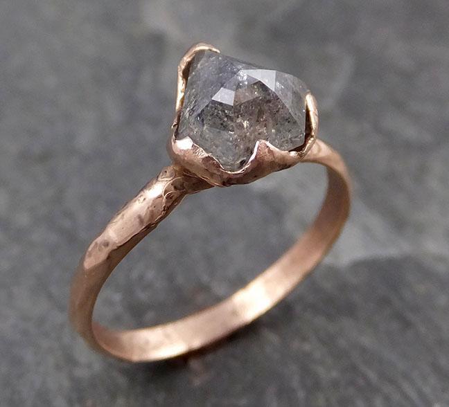 Fancy cut Salt and pepper Solitaire Diamond Engagement 14k Rose Gold Wedding Ring byAngeline 0782 - Gemstone ring by Angeline