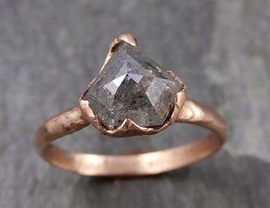Fancy cut Salt and pepper Solitaire Diamond Engagement 14k Rose Gold Wedding Ring byAngeline 0782 - Gemstone ring by Angeline