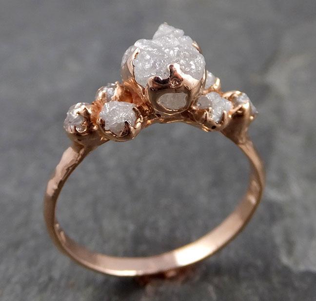 Raw Diamond Rose gold Engagement Ring Rough Gold Multi stone Wedding Ring diamond Wedding Ring Rough Diamond Ring byAngeline 0783 - Gemstone ring by Angeline