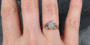 Raw Diamond Rose gold Engagement Ring Rough Gold Multi stone Wedding Ring diamond Wedding Ring Rough Diamond Ring byAngeline 0783 - Gemstone ring by Angeline