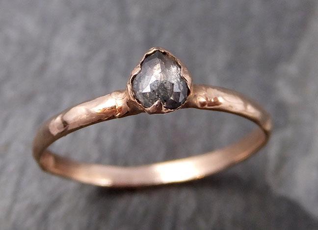 Fancy cut Salt and pepper Solitaire Diamond Engagement 14k Rose Gold Wedding Ring byAngeline 0788 - Gemstone ring by Angeline