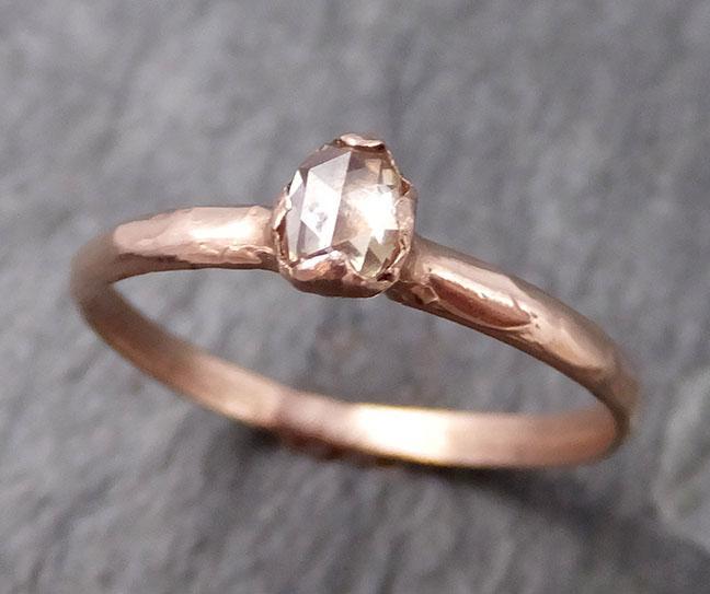 Faceted Fancy cut Champagne Diamond Solitaire Engagement 14k Rose Gold Wedding Ring byAngeline 0789 - Gemstone ring by Angeline