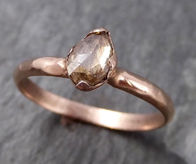 Faceted Fancy cut Champagne Diamond Solitaire Engagement 14k Rose Gold Wedding Ring byAngeline 0790 - Gemstone ring by Angeline
