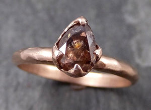 Fancy cut Cognac Diamond Solitaire Engagement 14k Rose Gold Wedding Ring Diamond Ring byAngeline 0791 - Gemstone ring by Angeline