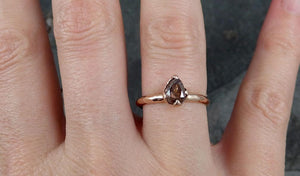 Fancy cut Cognac Diamond Solitaire Engagement 14k Rose Gold Wedding Ring Diamond Ring byAngeline 0791 - Gemstone ring by Angeline
