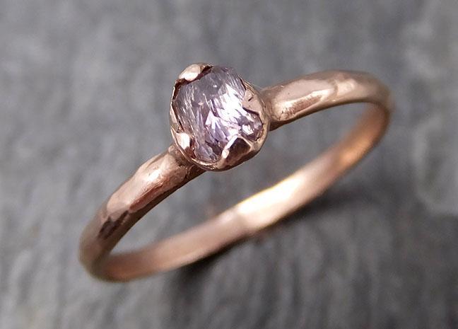 Faceted Fancy cut white Diamond Solitaire Engagement 14k Rose Gold Wedding Ring byAngeline 0792 - Gemstone ring by Angeline