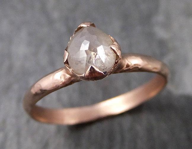 Faceted Fancy cut Rose Dainty Diamond Solitaire Engagement 14k Rose Gold Wedding Ring byAngeline 0795 - Gemstone ring by Angeline