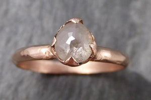 Faceted Fancy cut Rose Dainty Diamond Solitaire Engagement 14k Rose Gold Wedding Ring byAngeline 0795 - Gemstone ring by Angeline