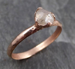 Faceted Fancy cut Rose Dainty Diamond Solitaire Engagement 14k Rose Gold Wedding Ring byAngeline 0795 - Gemstone ring by Angeline